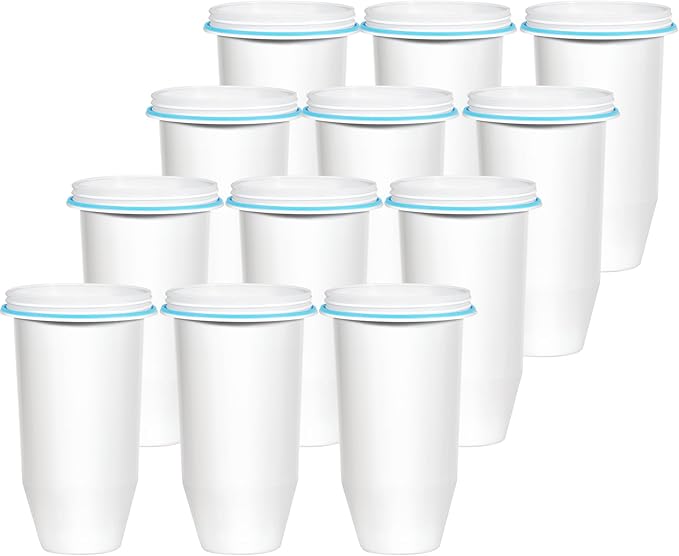 Upgraded 5-Stage Water Filter Replacement for Zero Pitcher & Dispenser, Reduces Lead, Chromium, PFOA & PFOS, Compatible with ZR-001, ZR-004, ZR-017, 12-Pack