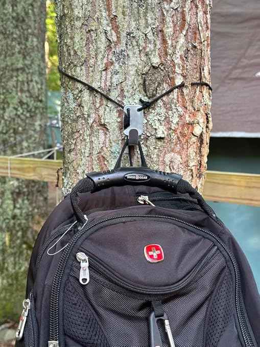 Tree Hugger Leave No Trace Camp Hook - Ultralight Gear Hanger for Hiking, Backpacking, Bushcraft - 100lb Capacity Pack Hook with Paracord - Outdoor Camping Accessories for Osprey, Gregory Backpacks