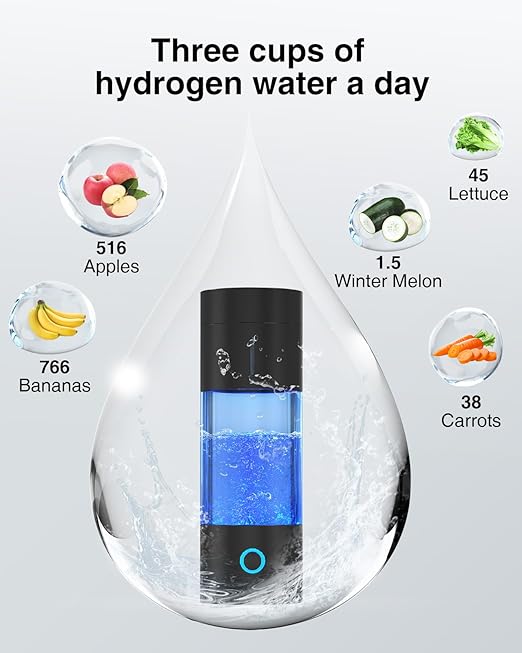 Tritan Hydrogen Water Bottle Generator - 5Min Quick Electrolysis Hydrogen Water Machine, madeking Portable Rechargeable Hydrogen Rich Water Cup Maker, Good for Travel, Sports, Gift, Type C (Black)