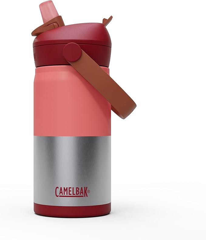 CamelBak Thrive Flip Straw Kids Bite Valve Stainless Steel Water Bottle Demi Blush, 12oz