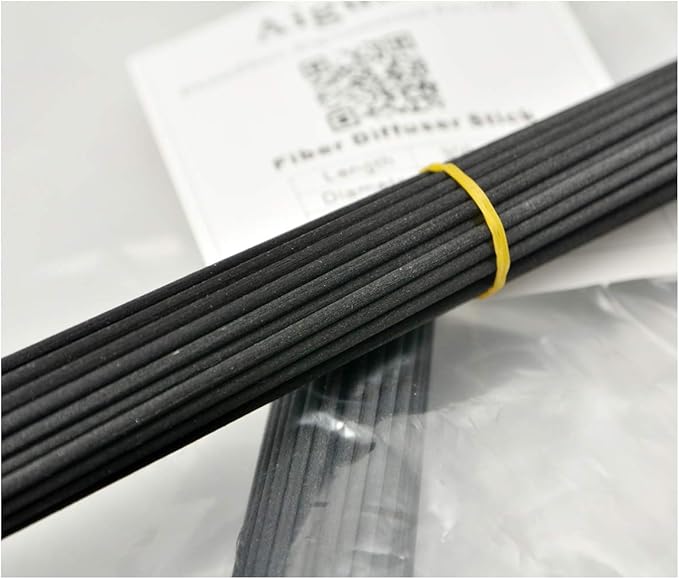 50 Pieces Fiber Reed Diffuser Replacement Refill Sticks for Aroma Fragrance (Black, 8" x3mm) - AquaVibe