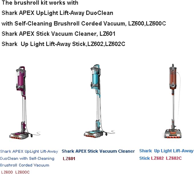 Brush Roller Foam Hepa Felt Filters Compatible with Shark LZ600 LZ601 LZ602 LZ602C QU602Q, QU603Q APEX UpLight Lift-Away DuoClean Vacuum Cleaner # XFFLZ600 & XHFFC600 - AquaVibe