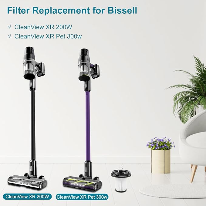 2 Pack Replacement Filter Compatible with BISSELL CleanView XR Lightweight Cordless Vacuum, for Bissell CleanView XR/XR pet Lightweight Cordless Vacuum - Filter, Washable and Reusable - AquaVibe