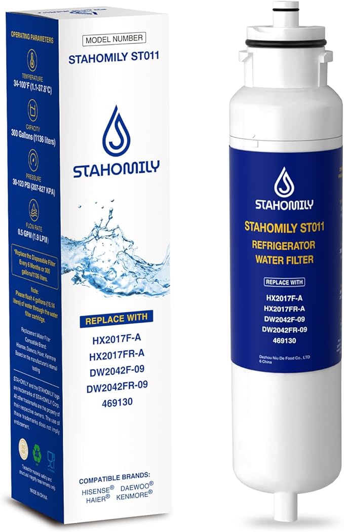 HX2017FR-A Water Filter Replacement for Hisense Water Filter, Compatible with Hisense HX2017F-A, HRF266N6CSE, HRF266N6CSE1, HRF209N6CSE, HRF254N6DSE, Daewoo DW2042FR, DW2042FR-09, 1 Pack - AquaVibe