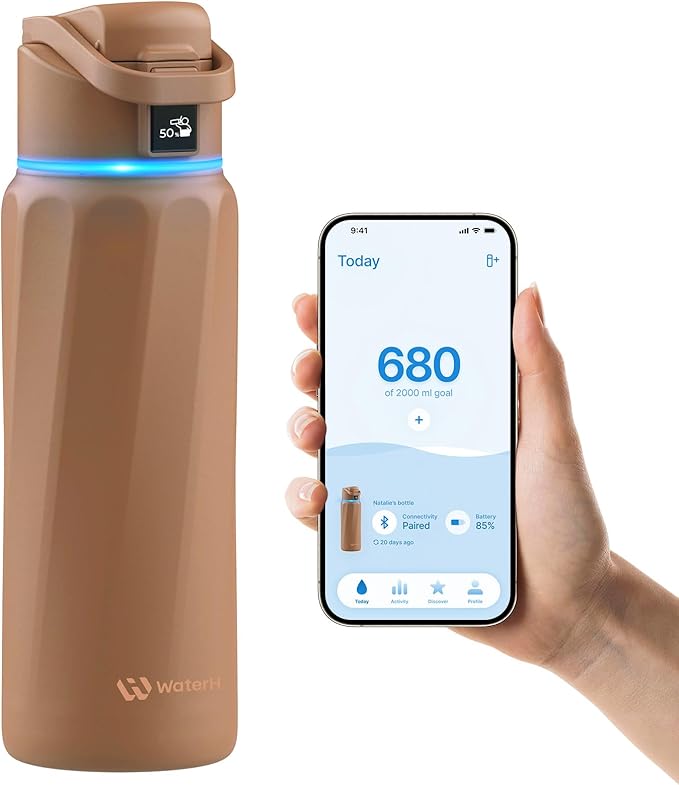 BOOST Smart Water Bottle with Reminder & Tracker, Double Wall Vacuum Insulated Bottles Stainless Steel, 32oz BPA-Free Wide Mouth for Gym, Office, School, Ideal Gift for Christmas, New Year