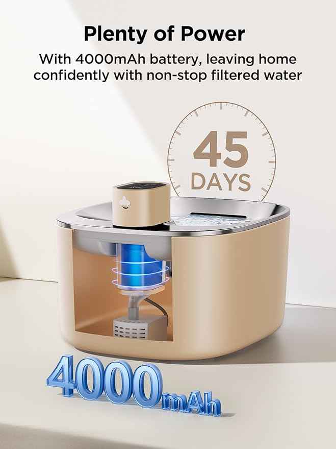 Wireless Cat Water Fountain, 4L Pet Water Fountain for Cats and Dogs with 8 Pack Filter Replacement