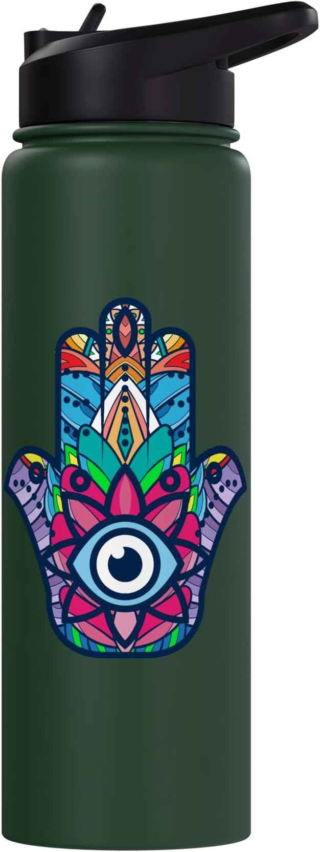 Colorful Nazar Amulet Hamsa Symbol Blue Evil Eye Ornament Stainless Steel Insulated Water Bottle
