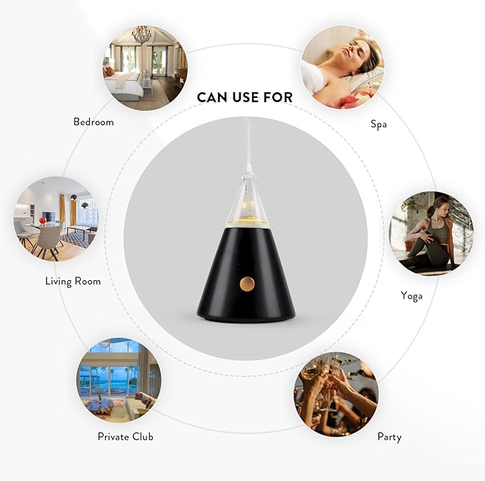 Babel Tower Aroma Nebulizer - Waterless Essential Oil Diffuser with Wood and Glass, Professional Grade Cold Air Technology, Super Quiet, No Water, No Heat, No Plastic - Original Design
