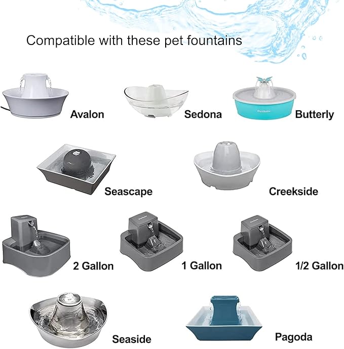 Pet Fountain Filter Replacement, Compatible with Multiple Pet Water Dispensers Water Bowl (16 Carbon Filters+16 Foam Filters)