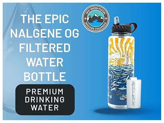 Epic Water Filters Nalgene OG Water Bottle with Filter, USA Made, BPA Free, Removes 99.99% Tap Water Contaminants, Forever Chemicals, Sailing One Life Art, 48 oz
