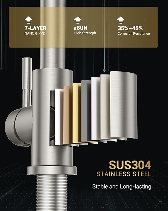 APPASO Touchless Kitchen Faucet with Soap Dispenser, S304 Stainless Steel Modern Motion Sensor Sink Faucets with Pull Down Sprayer 2 Modes and Deck Plate, Activated Smart Hands Free