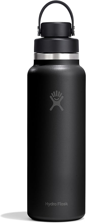 Hydro Flask Water Bottle - Insulated Stainless Steel - Wide Mouth Flex Chug Lid, Non Spill, Leakproof in 40 Oz Tonal Black