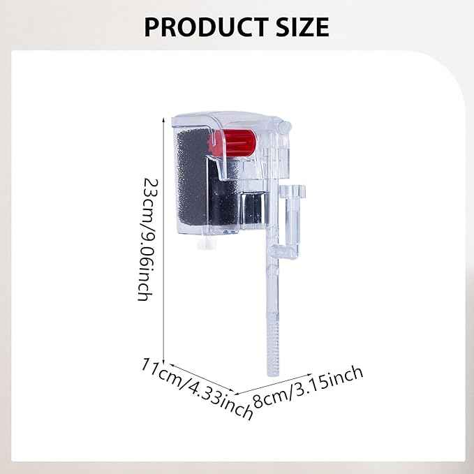 Auto Start Hang on Back Aquarium Adjustable Quiet Fish Tank Hob for Freshwater Accs, C