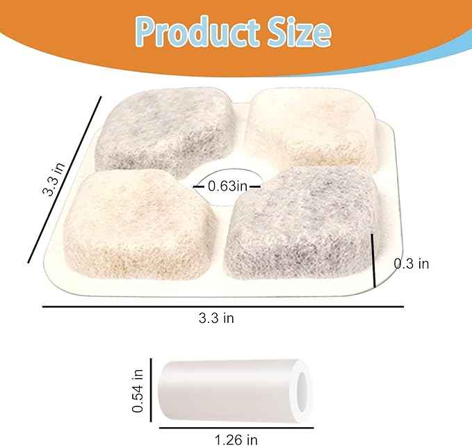 8 Pack Cat Water Fountain Filter Replacement Compatible with Catit PIXI, Cat Drinking Fountain Filter Replacement for Catit, Keep Your Pet Healthy and Hydrated Ion-Exchange Resin & Activated Carbon