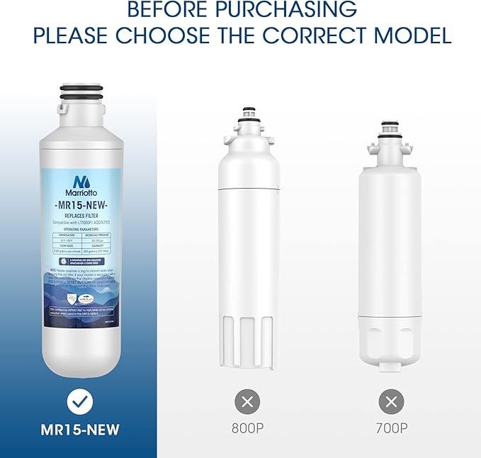 MARRIOTTO Water Filter LT1000PC Replacement for Refrigerator, Compatible with LT1000PC/PCS, LT1000PC, LT-1000PC, MDJ64844601, ADQ747935 ADQ74793504 Water Filter (4+4)