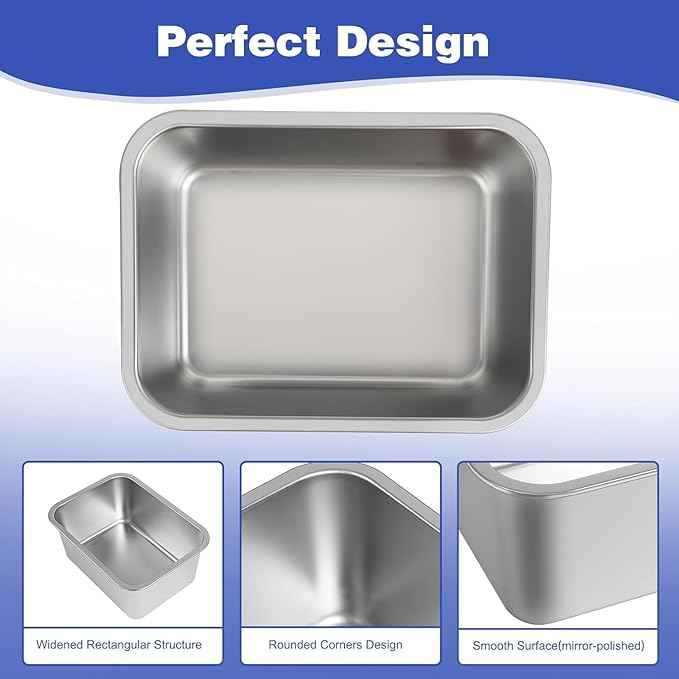 1.25 Gallons Large Dog Water Bowl, 2PCS Stainless Steel Metal Dog Bowls, Large Capacity Pet Food Bowl Water Dish for Indoor and Outdoor Universal for Small & Medium Dogs 12.6''×8.7''×3.9''