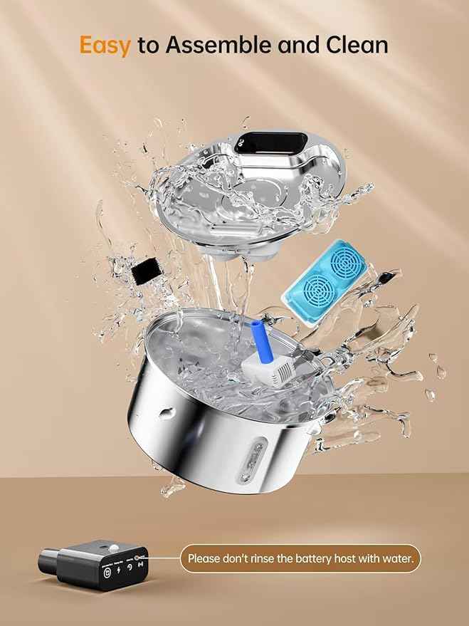 Wireless Cat Water Fountain, Stainless Steel Cordless Cat Fountain, 108OZ/3.2L Automatic Pet Water Fountain, 4000mAh Battery Operated Water Dispenser with Motion Sensor for Cats, Dogs Indoor Drinking