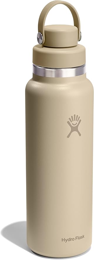 Hydro Flask Water Bottle - Insulated Stainless Steel - Wide Mouth Flex Chug Lid, Non Spill, Leakproof in 40 Oz Tonal Oat Tan