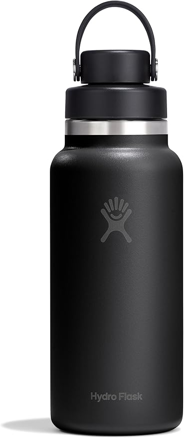 Hydro Flask Water Bottle - Insulated Stainless Steel - Wide Mouth Flex Chug Lid, Non Spill, Leakproof in 32 Oz Tonal Black