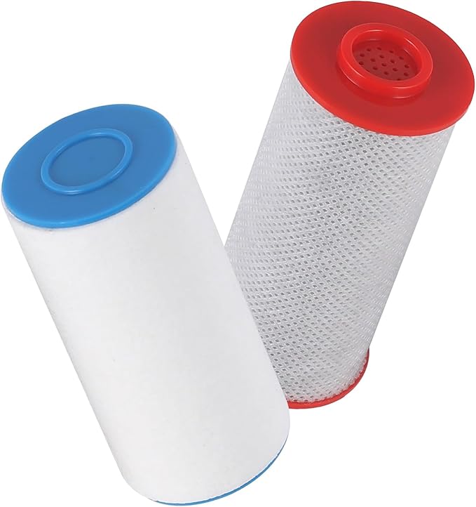 Replacement Weddell Duo Shower Filter Set (2R+2B),High‑Efficiency Shower Filters Reduce Chlorine, PFAS, Microplastics & Odors,Improve Skin & Hair,8,000‑Gallon Capacity,Fit For Weddell Duo System