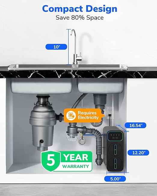 Ecoviva Reverse Osmosis Water Filter Under Sink System - E6 600GPD Tankless RO, 5" Ultra-Thin Design for Small Spaces 9-Stage Reduces TDS & Softens Water - Ideal for Apartment, Kitchen & Dormitory