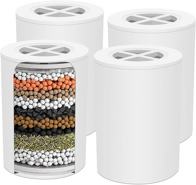 AWO A-01 Replacement Shower Head Filter Cartridge Compatible with Afina Showerhead,Multi Stage Shower Filtration Systems for Hard Water Reduces Chlorine,Fluoride and Harmful Substance (4)