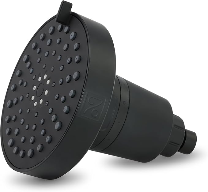 SEVENTY 4-Setting Filtered Shower Head with Shower Filter in Matte Black – Helps Reduce Chlorine and Impurities for Healthier Hair, Skin and Scalp, Easy to Install (Model 12157)