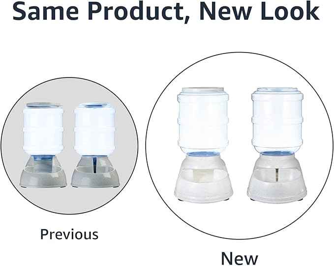 Amazon Basics Automatic Pet Water Dispenser and Gravity Food Feeder Set for Cat and Dog, Easy to Clean, 6-Pound Food Capacity, 1-Gallon, Small, Gray, Pack of 2