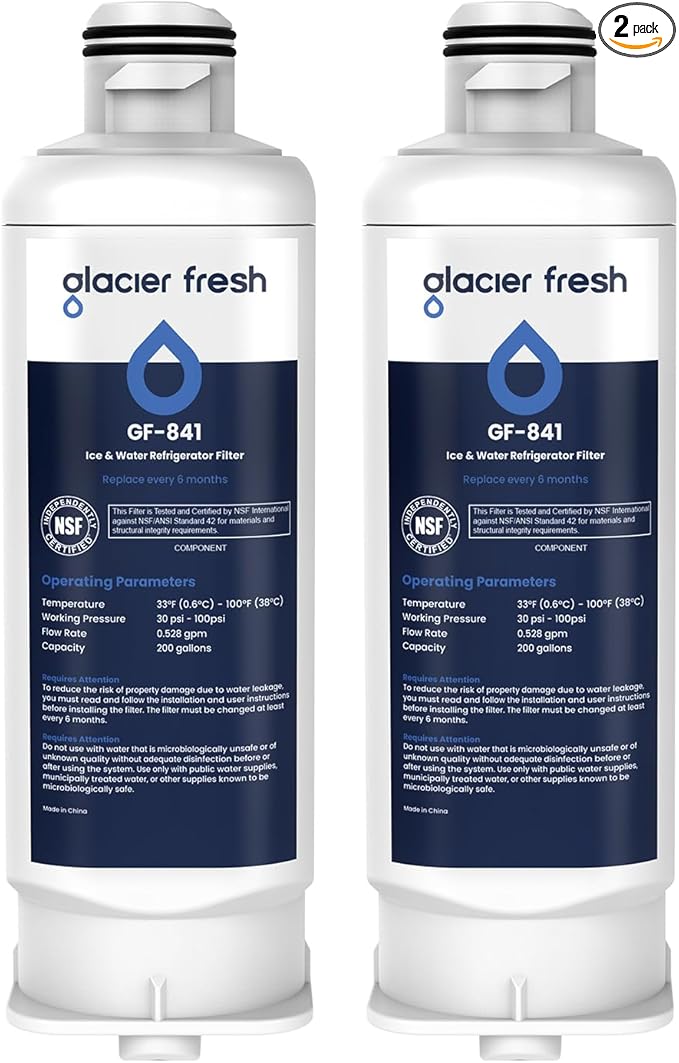GLACIER FRESH Replacement for DA97-17376B Refrigerator Water Filters, HAF-QIN, HAF-QIN/EXP, DA97-08006C, RF23M8070SG, RF23M8070SR, RF23M8090SG, RF23M8090SR, RF23M8570SR, RF23M8590SG (2 Pack)
