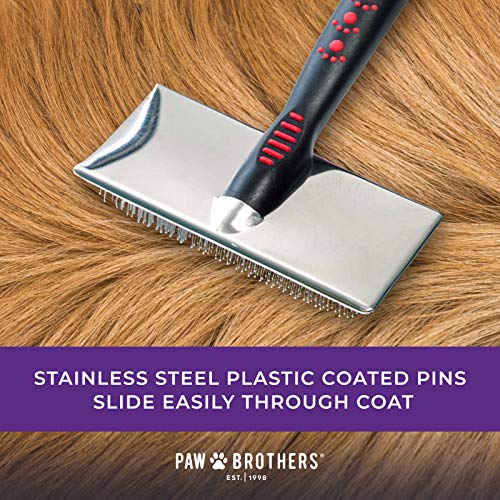 Paw Brothers Soft Flat Slicker Brush with Coated Pin Tips
