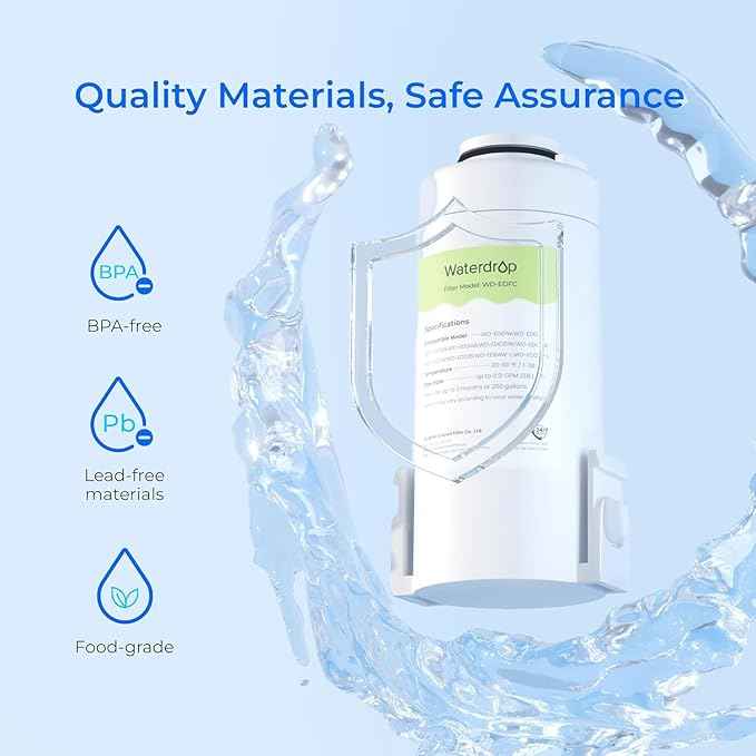 Waterdrop WD-EDFC Replacement Filters for Waterdrop Electric Pitcher 𝐖𝐃-𝐄𝐃𝟎𝟏/𝐄𝐃𝟎𝟐/𝐄𝐃𝟎𝟒/𝐄𝐃𝟎𝟏𝐀/𝐄𝐃𝐂𝟎𝟏, 3 Months or 200 Gallons, NSF/ANSI 42&372, Reduce Chloramine, 3 Filters