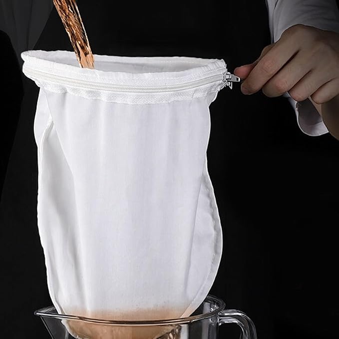 Reusable Coffee Tea Filter Cloth Fine Mesh Cotton Fabric Zipper Closure Tea Filter Sock for Milk Tea Lovers