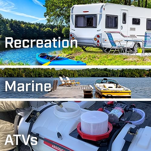 6-9215 12V/4.0 GPM 60 PSI Self-Priming Diaphragm Water Pump for ATVs, Marine, Boating, Water Supply, Camping, RV Recreation & Boom Spray Systems