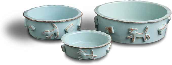 Carmel Ceramica Pdlb3002 Baby Blue Dog Food/Water Bowl, Large