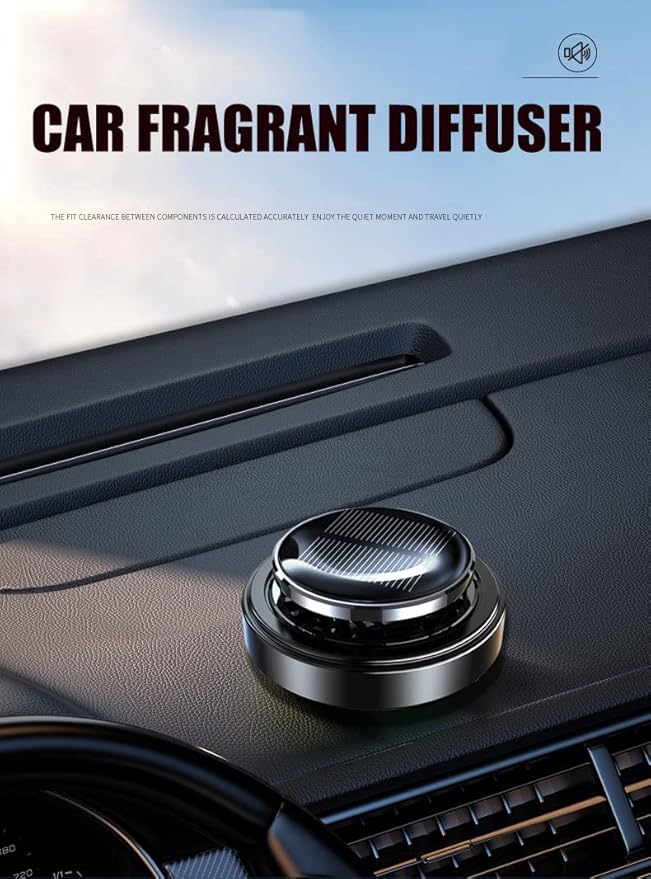 Solar Energy Powered Air Freshener Natural Essential Oil Diffuser Car Perfume Scent Fragrance Purifier Rotating Relieve Fatigue Aromatherapy for Home Office Car Decoration Gifts