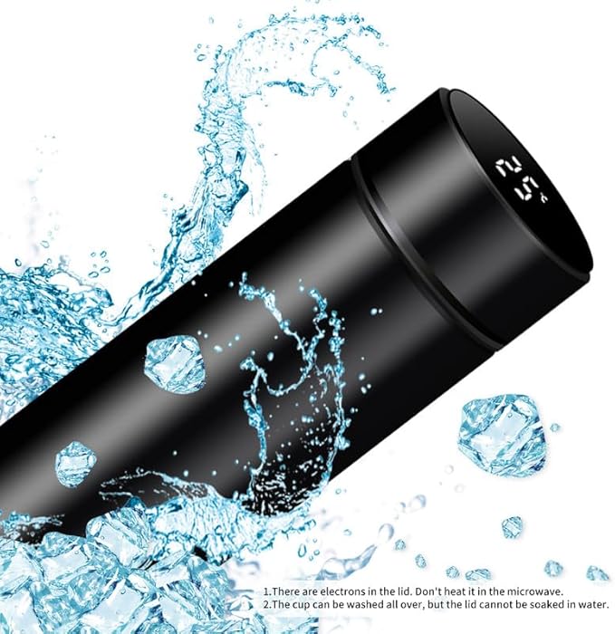 Smart Water Bottle Stainless Steel Vacuum Flask,Travel Mug with Smart LCD Touch Screen, Keep Hot Or Cold, Car Portable Travel Tea Coffee Vacuum Thermo Cup,Insulated Water Bottle (Red)