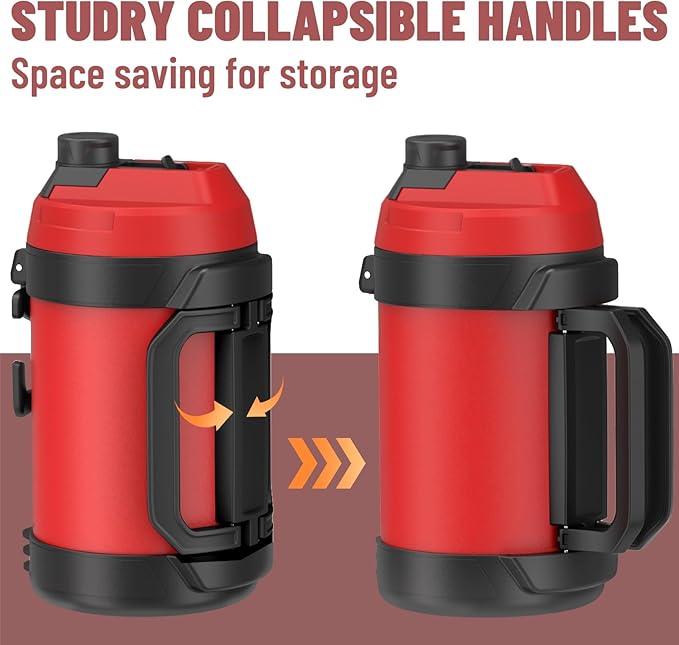 Zukro 1 Gallon Water Jug, One Gallon Large Triple Wall Insulated Metal Jug With Straw and Spout, No Sweat 128 oz Stainless Steel Sport Water Bottle Keeps Cold 48 Hours for Outdoors, Cotton