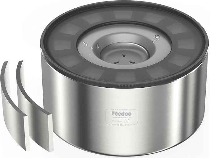 1Gallon No Spill Water Bowl for Dogs, Double-Wall Stainless Steel with Splash-Proof Paws Lid and Floating Disk, Non-Slip Base, Easy to Clean Slow Water Feeder for Large Medium Dogs
