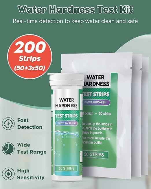Pawfly 200 Strips Hard Water Test Kit for Calcium & Magnesium (0-425 ppm) Water Hardness Test Kits for Drinking Water Tap Water Well Pool Spa Water Softener Quick Accurate Water Quality Testing Kit