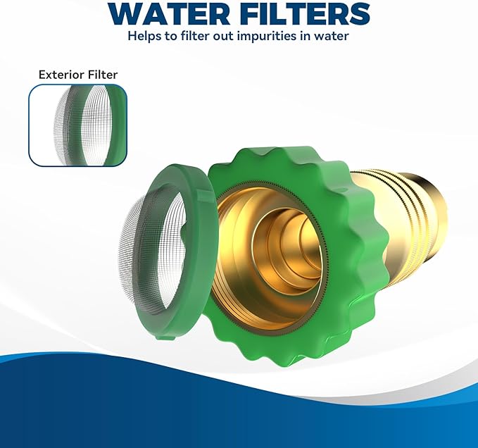 RVGUARD Inline RV Water Pressure Reducer, Brass Lead-Free Water Pressure Reducer with an Inlet Screen Filter for RV, Camper, Travel Trailer