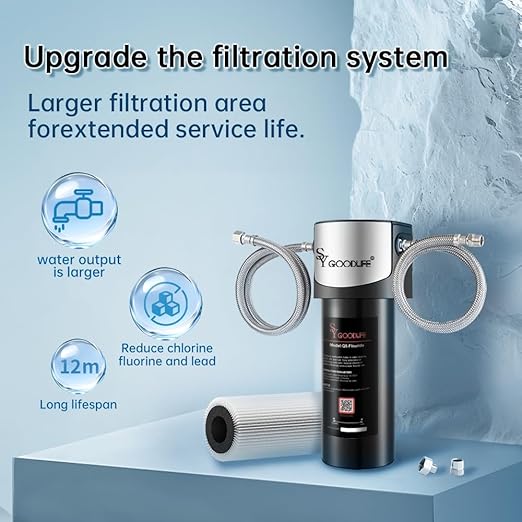 Q5-F Direct Connect Under Sink Water Filter System,Remove PFAS, PFOA/PFOS, Fluoride, Chlorine,Lead, Bad Taste & Odor,NSF42&53 Certified,Service Life 1 Year.