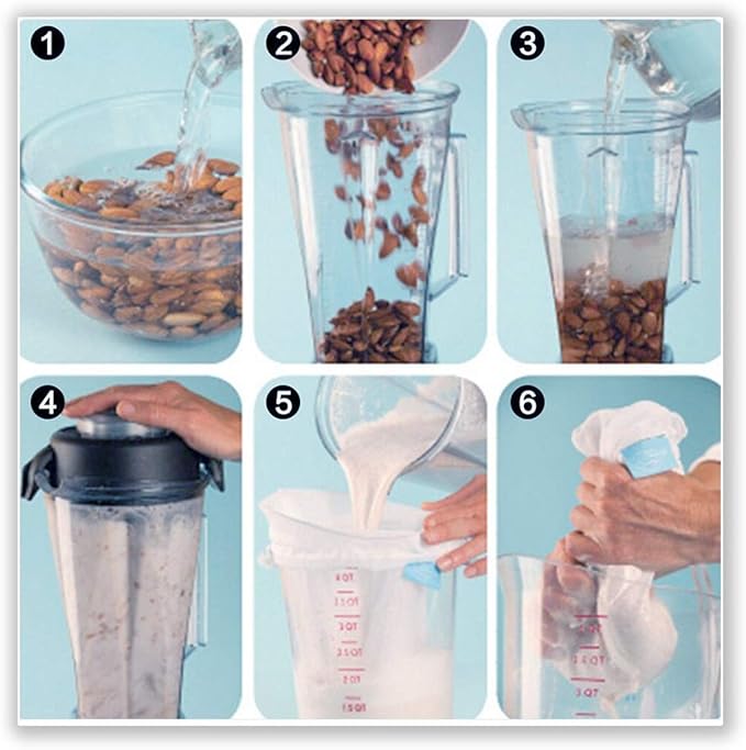 LERORO® 2-Pcs Reusable Nut Milk Bag, Almond Milk, Cold Brew Coffee Tea Filter,Food Strainer,Mesh Nylon Cheesecloth,Reusable Drawstring Straining Brew in a Bag(Large,10 X 12 Inches)