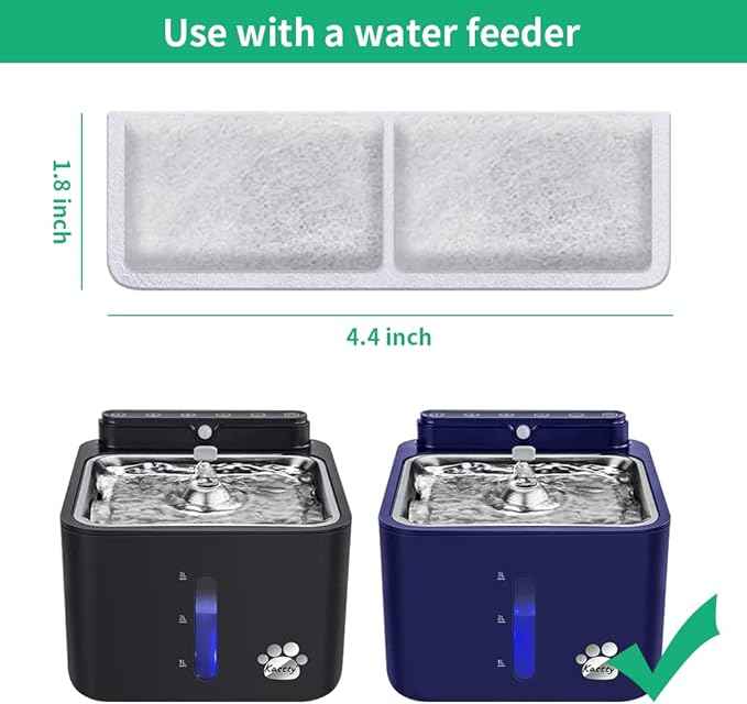 Kastty 8 Pack Replacement Filters and Pump Filters for Battery Operated Cat Water Fountain, Made of Activated Carbon and PP Cotton, Food Grade