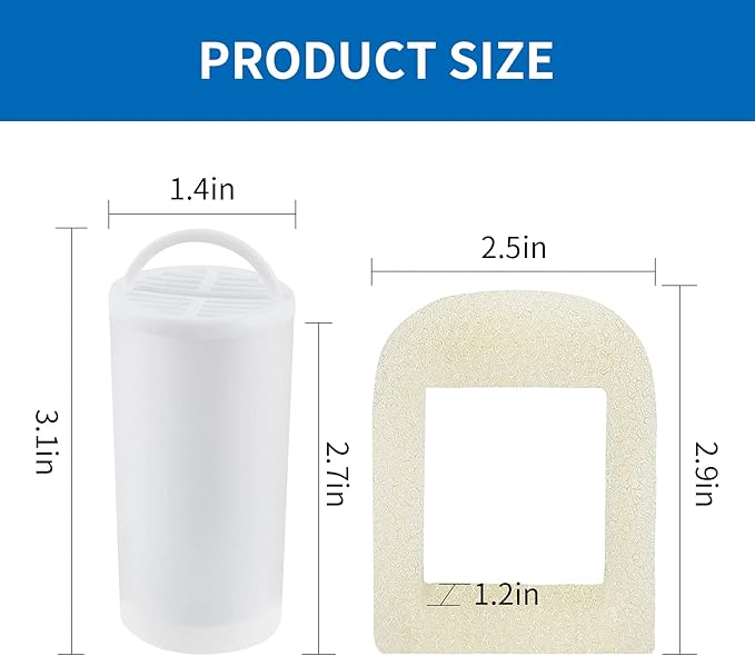 Premium Charcoal and Foam Pre-Filters Replacement for Petsafe Drinkwell Stainless Steel 360 Fountain, Dog and Cat Pet Fountain Filters, 15 Packs