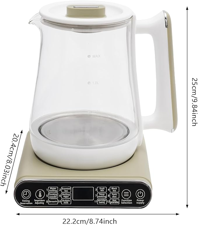 Electric Kettle Tea Maker with Filter & Stew Pot, Multi-Function Electric Tea Kettle for Boiling Water, Stainless Steel Electric Health Kettle, Portable Hot Water Kettle forCoffee Soup