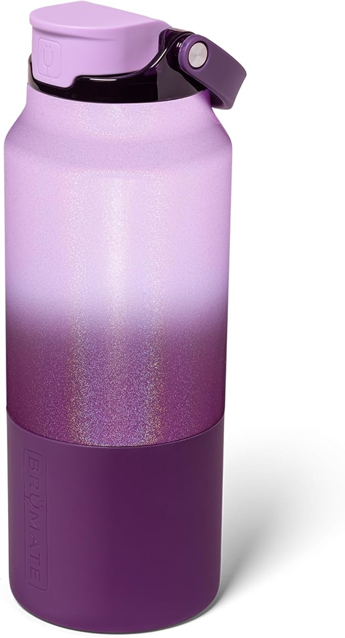 BrüMate Rise 35oz Water Bottle With 100% Leakproof Covered Silicone Straw | Insulated Stainless Steel Water Bottle With Removable Straw | Fast Flow | Soft Sip Silicone Spout | BPA-Free (Violet Crush)