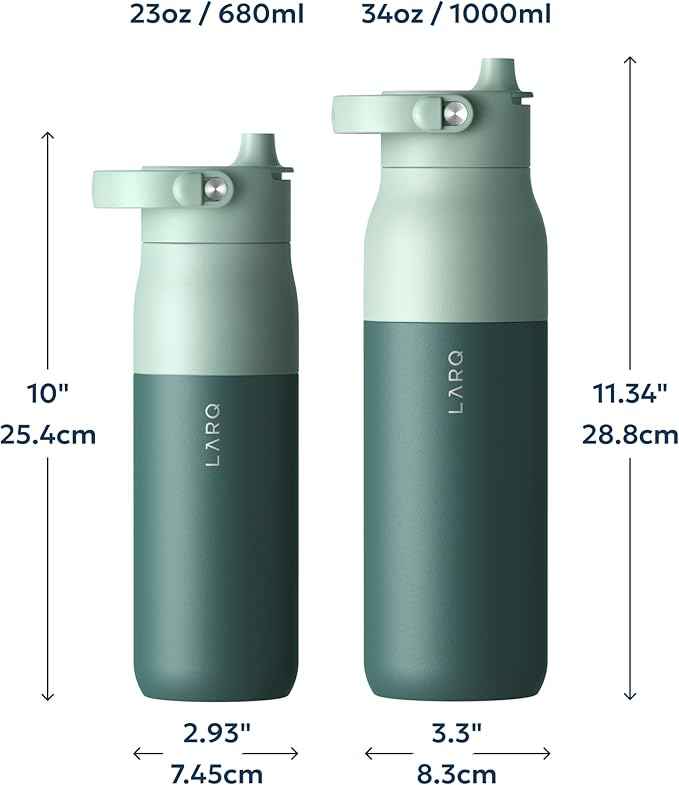 LARQ PureVis 2 Self Cleaning Water Bottle - UV Water Purifier with Filter Straw, Smart App Hydration Tracking, Insulated Stainless Steel
