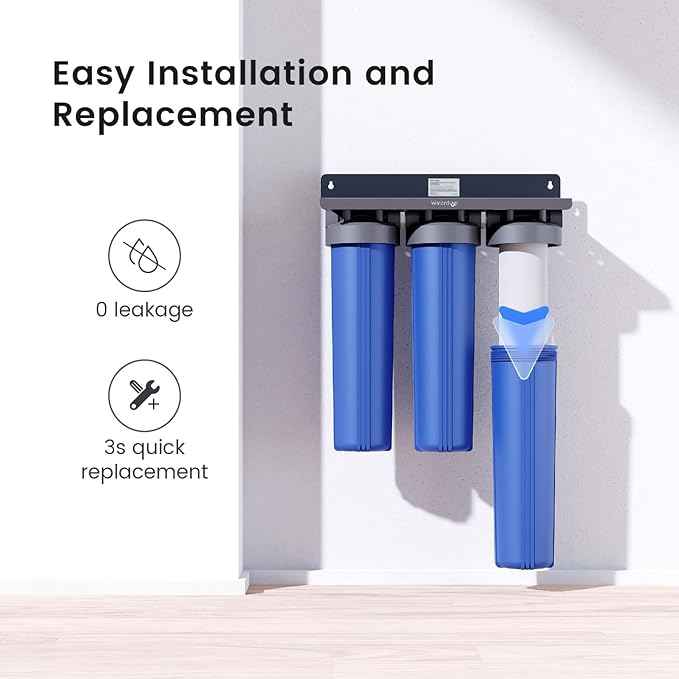 Waterdrop Whole House Water Filter, Carbon Filter, Reduce Iron & Manganese Filter Cartridge, Replacement for, Any 20" x 4.5" System, 5 Micron，WD-WF20PFC