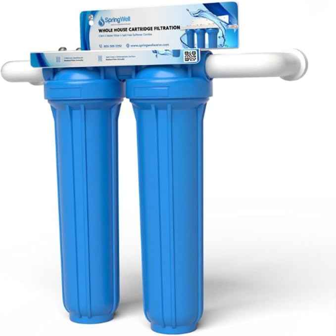 SpringWell Whole House Water Filter Cartridge System - Carbon + Sediment Filter + Salt Free Softener