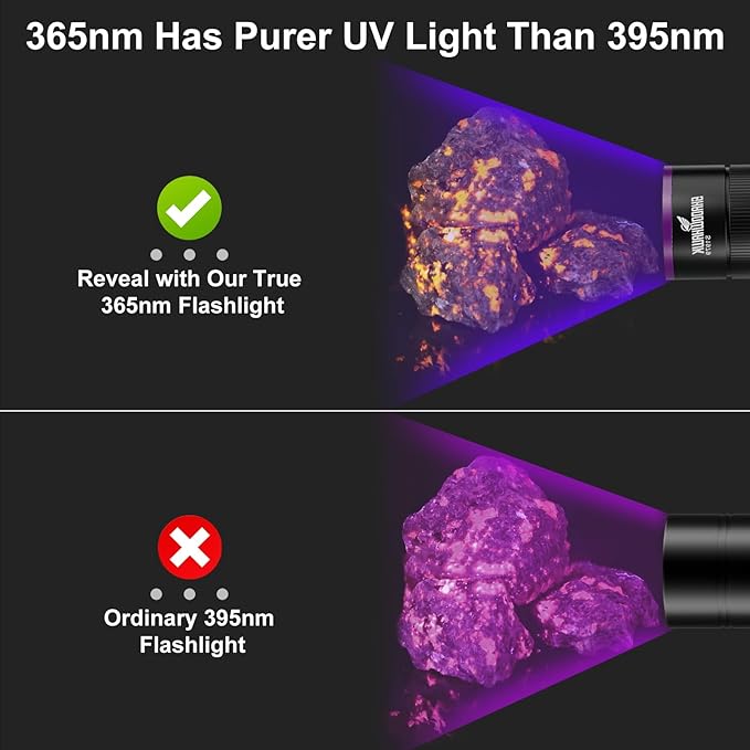 365nm UV Flashlight with Filter Lens - 30w Powerful Black Light Flashlight Rechargeable Ultraviolet Blacklight for Pet Urine Detection/Resin Curing/Rocks/Scorpion/Blood Tracking etc., with LCD Display